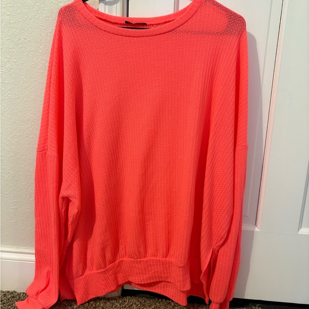 Pink Crew Neck Top with Relaxed Fit